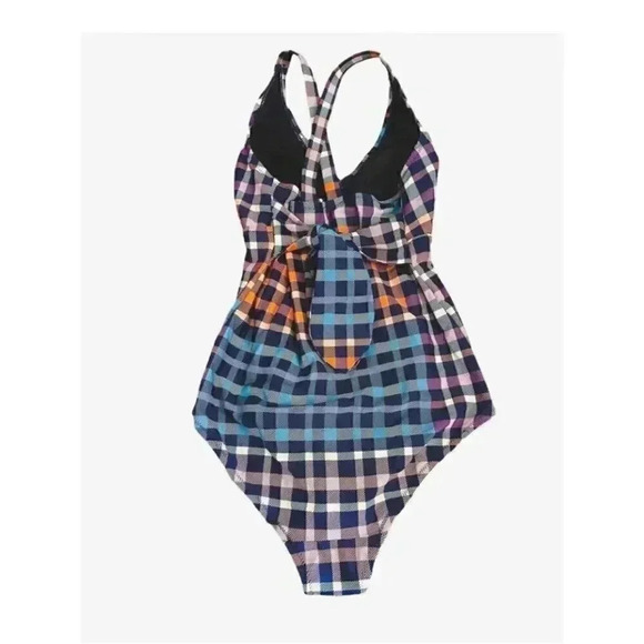Motherhood Maternity Mommy One Piece Plaid Multicolor Swimming Suit Sz S - Picture 2 of 4